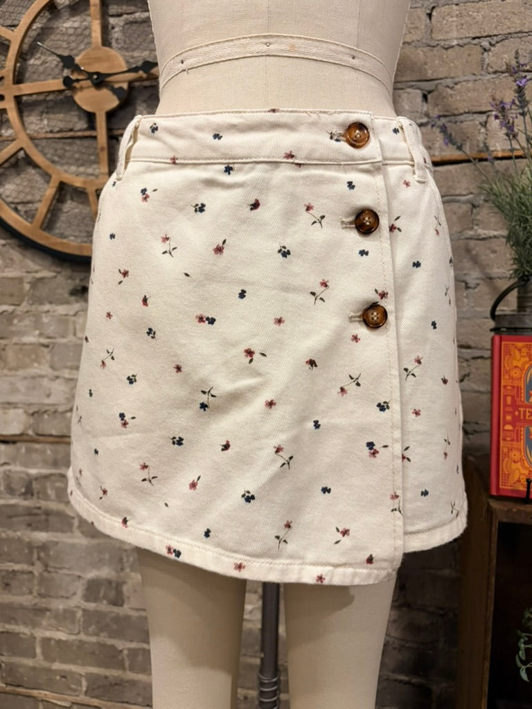 Floral Denim Skort