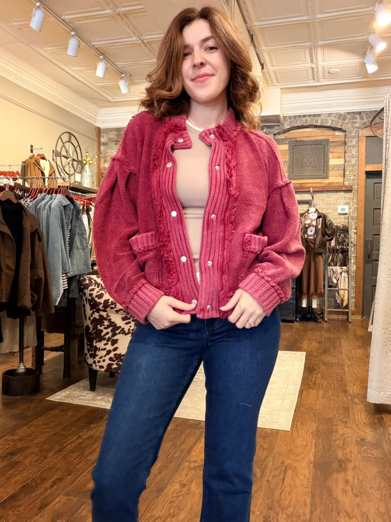 Berry Oversized Cardigan