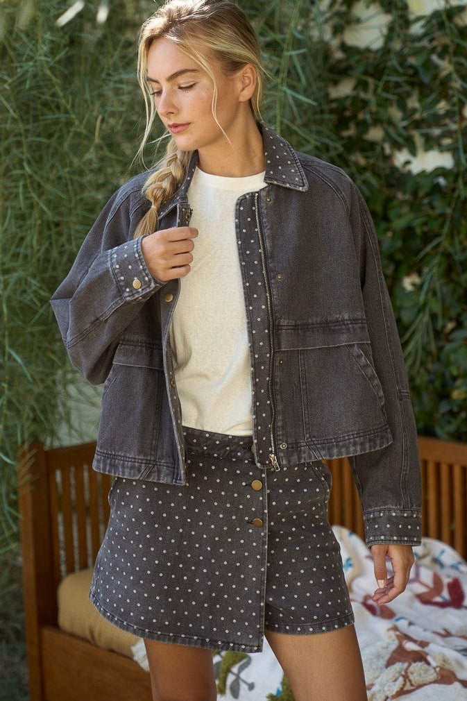 Polka Denim Jacket