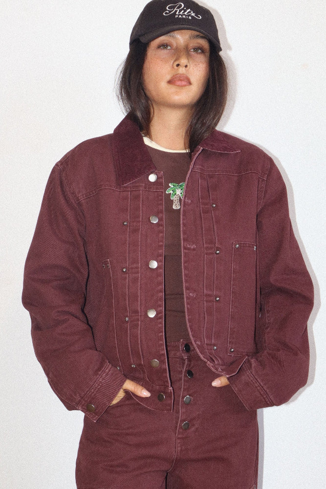 Burgundy Denim Jacket
