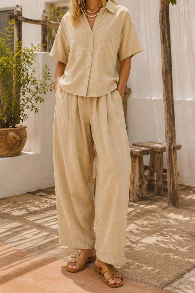 Linen Barrel Pants