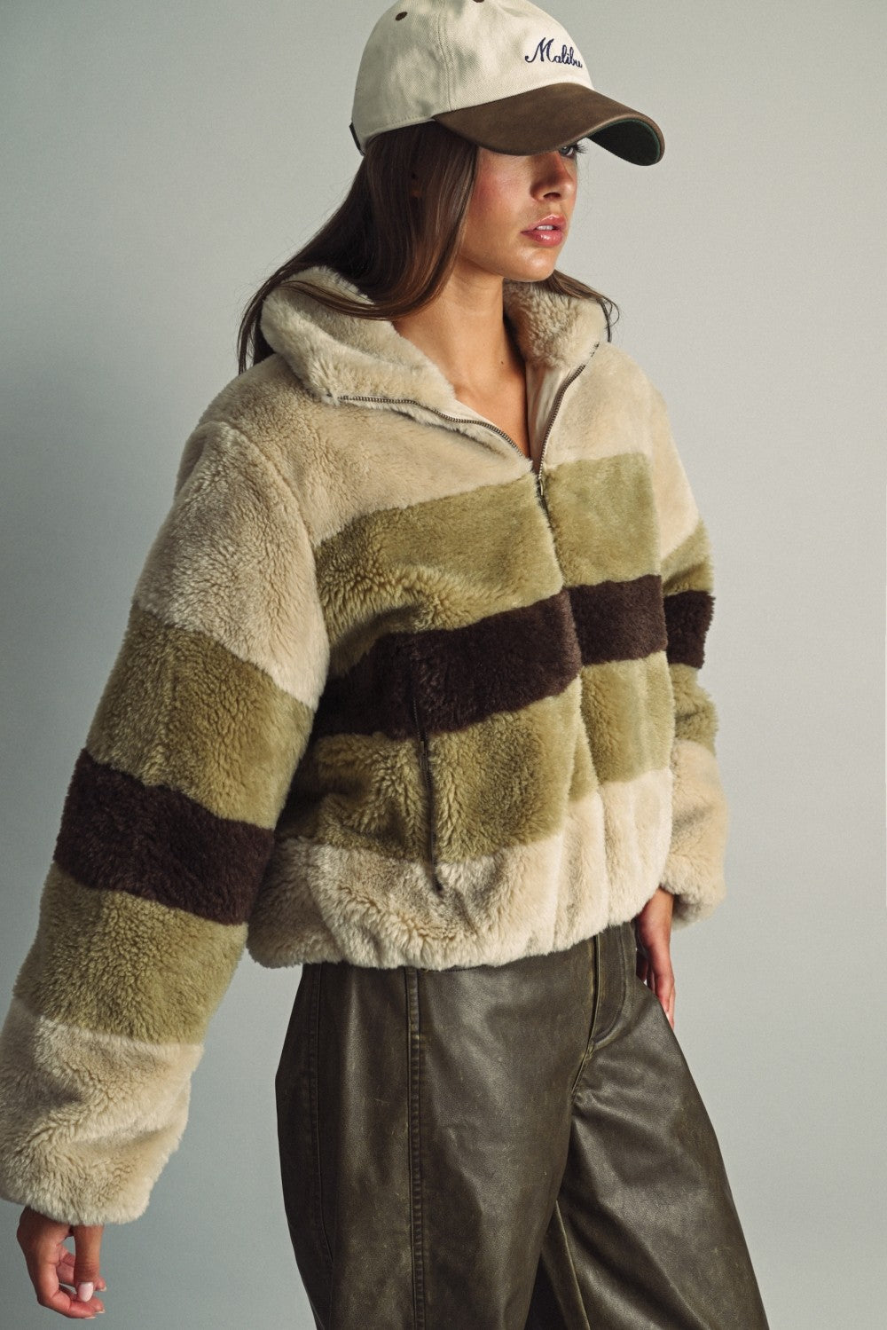 Colorblock Teddy Jacket