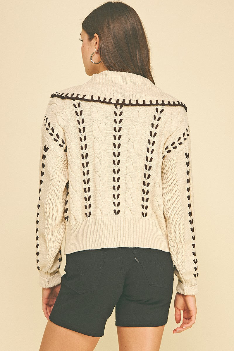 Contrast Stitch Zip Up