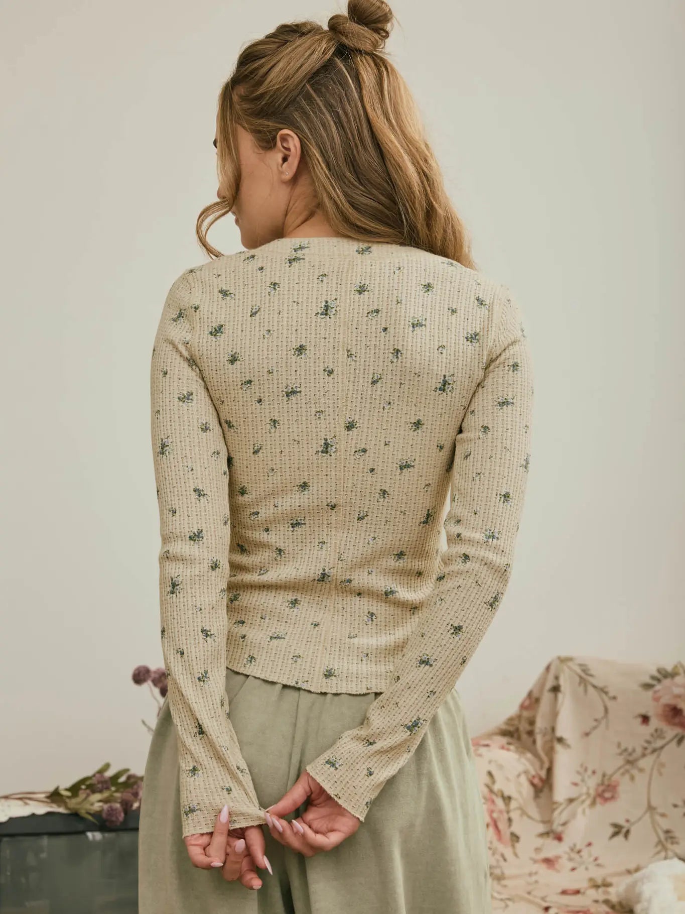 Floral Waffle Knit