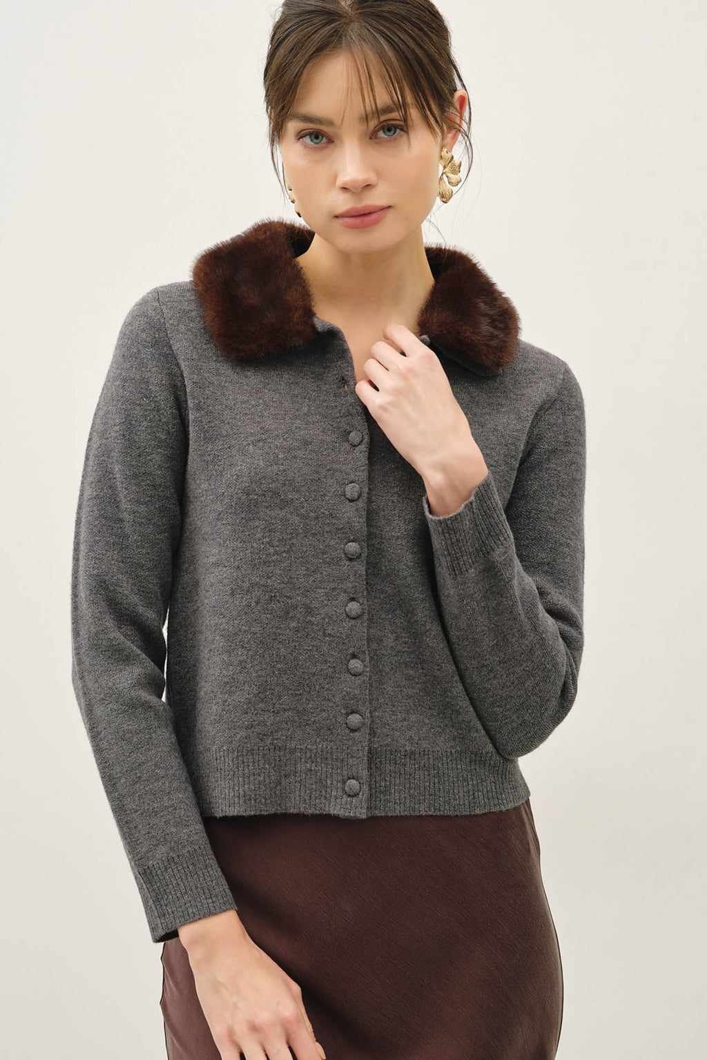 Fur Collar Cardigan