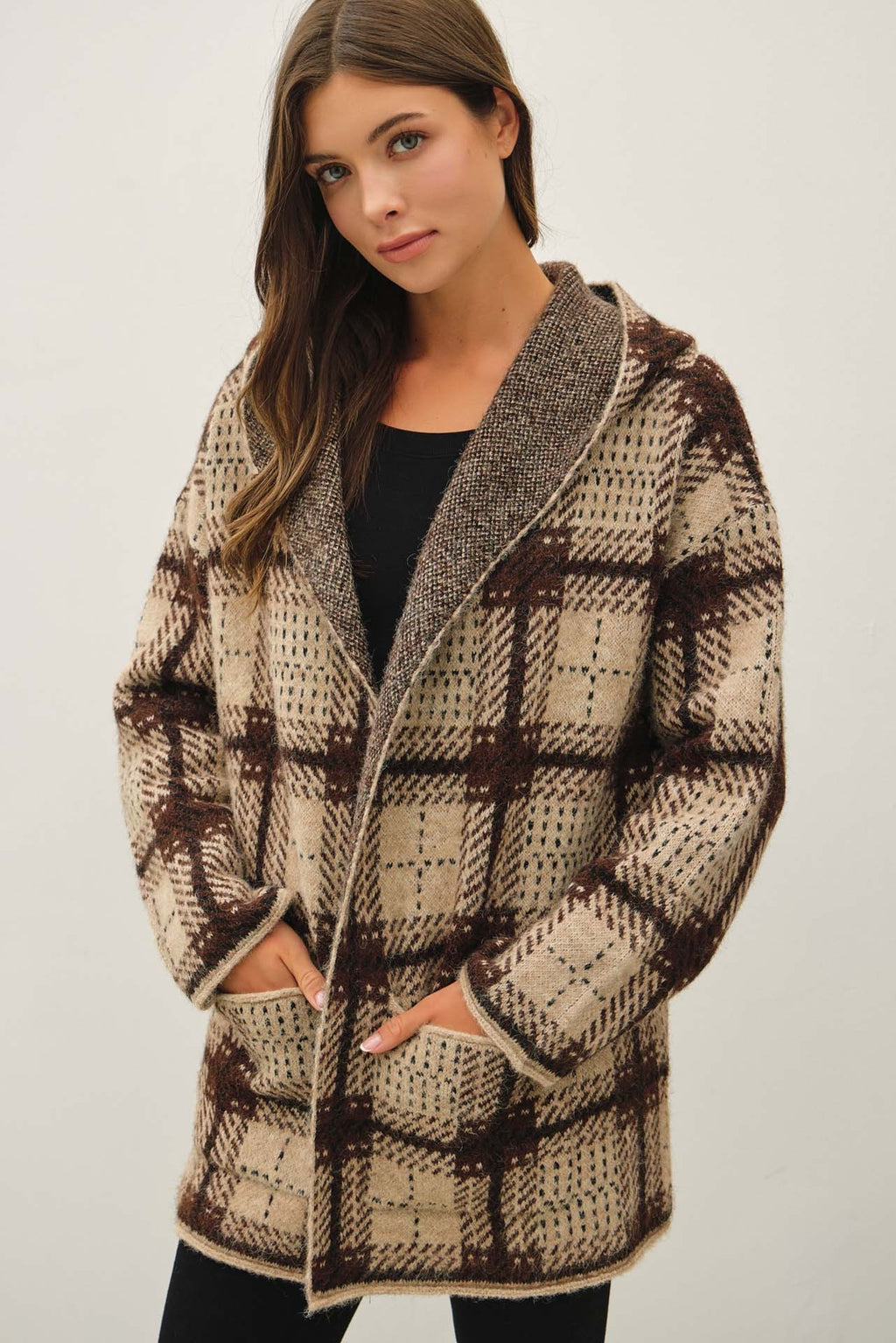 Oversized Plaid Cardigan