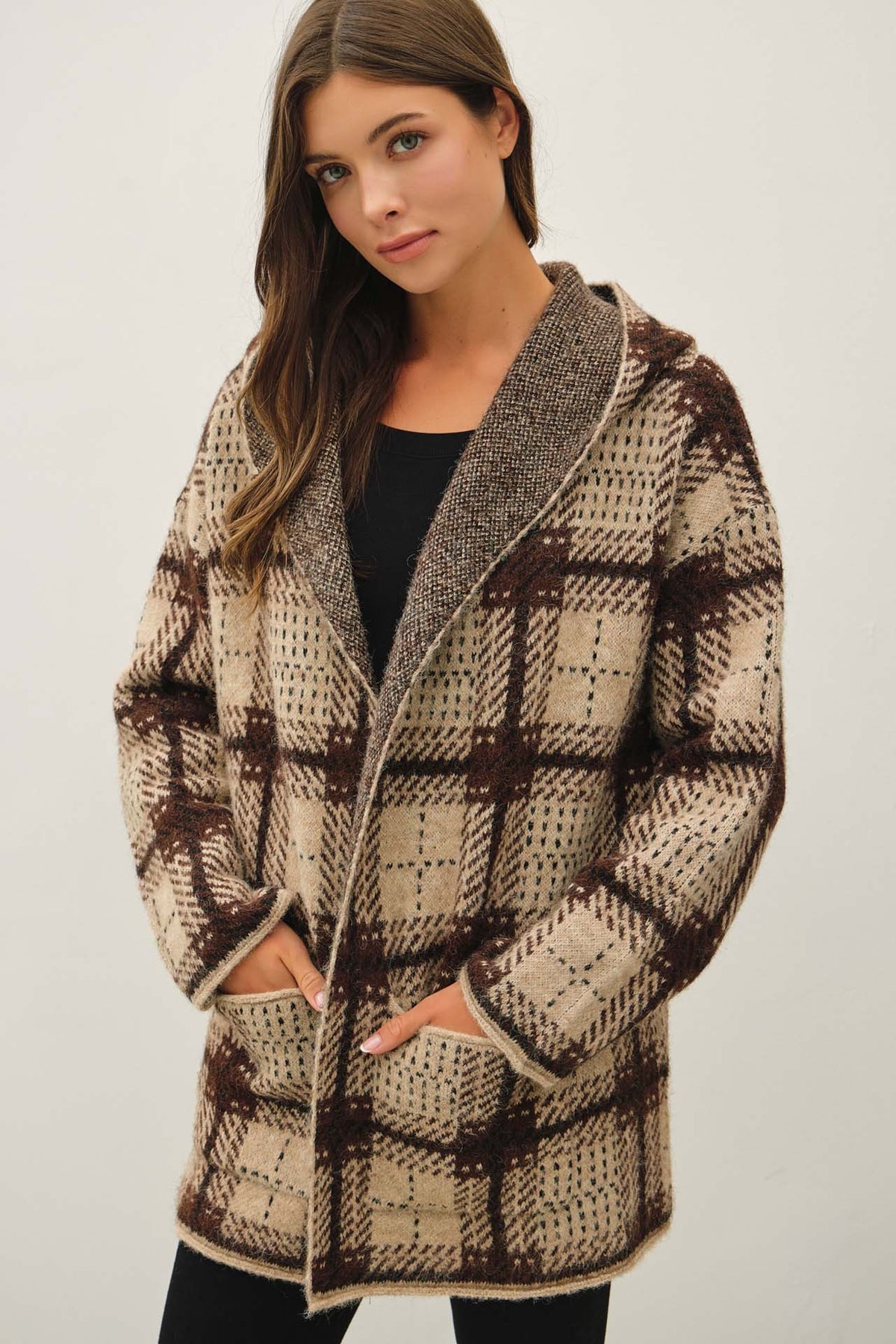 Oversized Plaid Cardigan