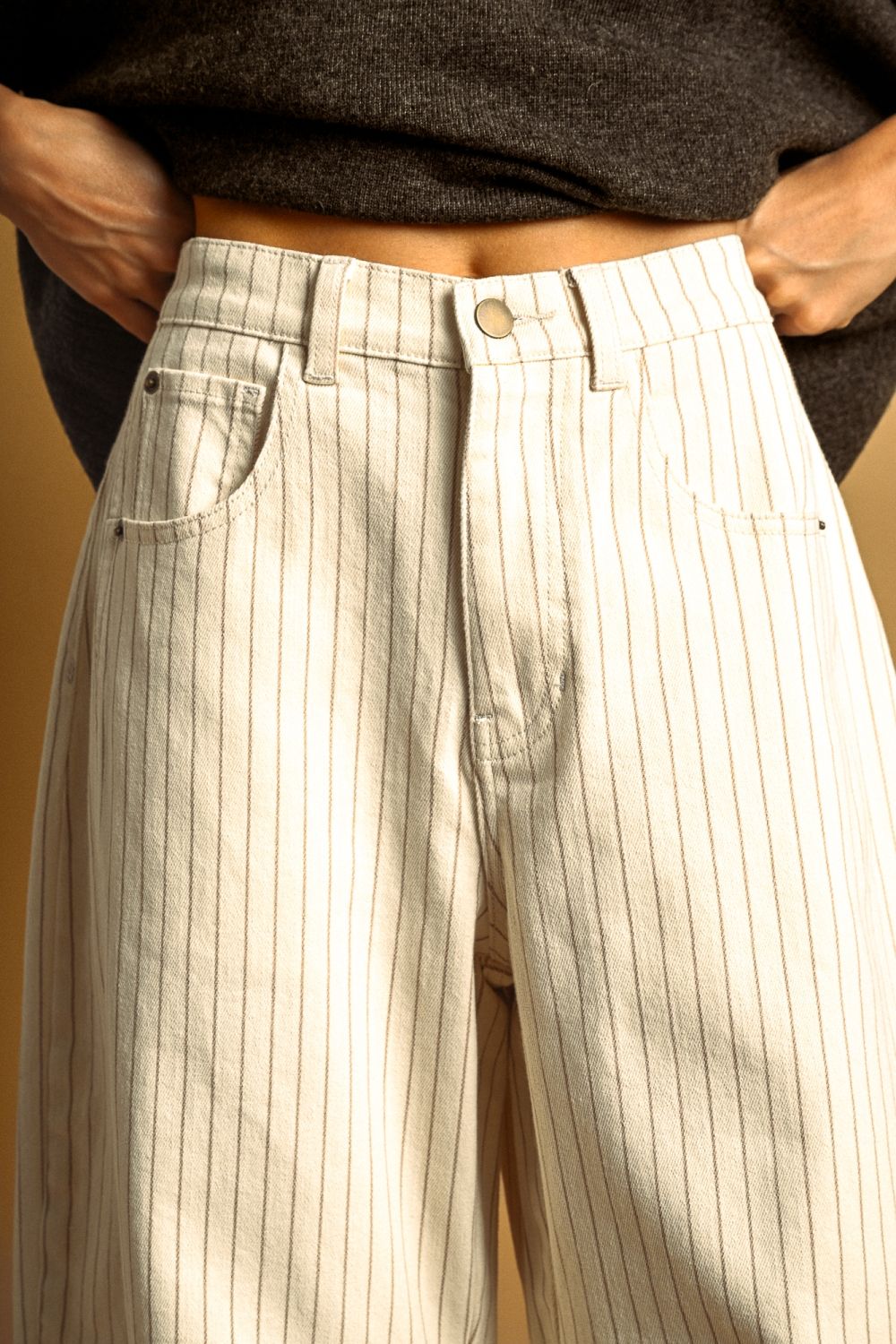 Pin Stripe Barrel Jeans