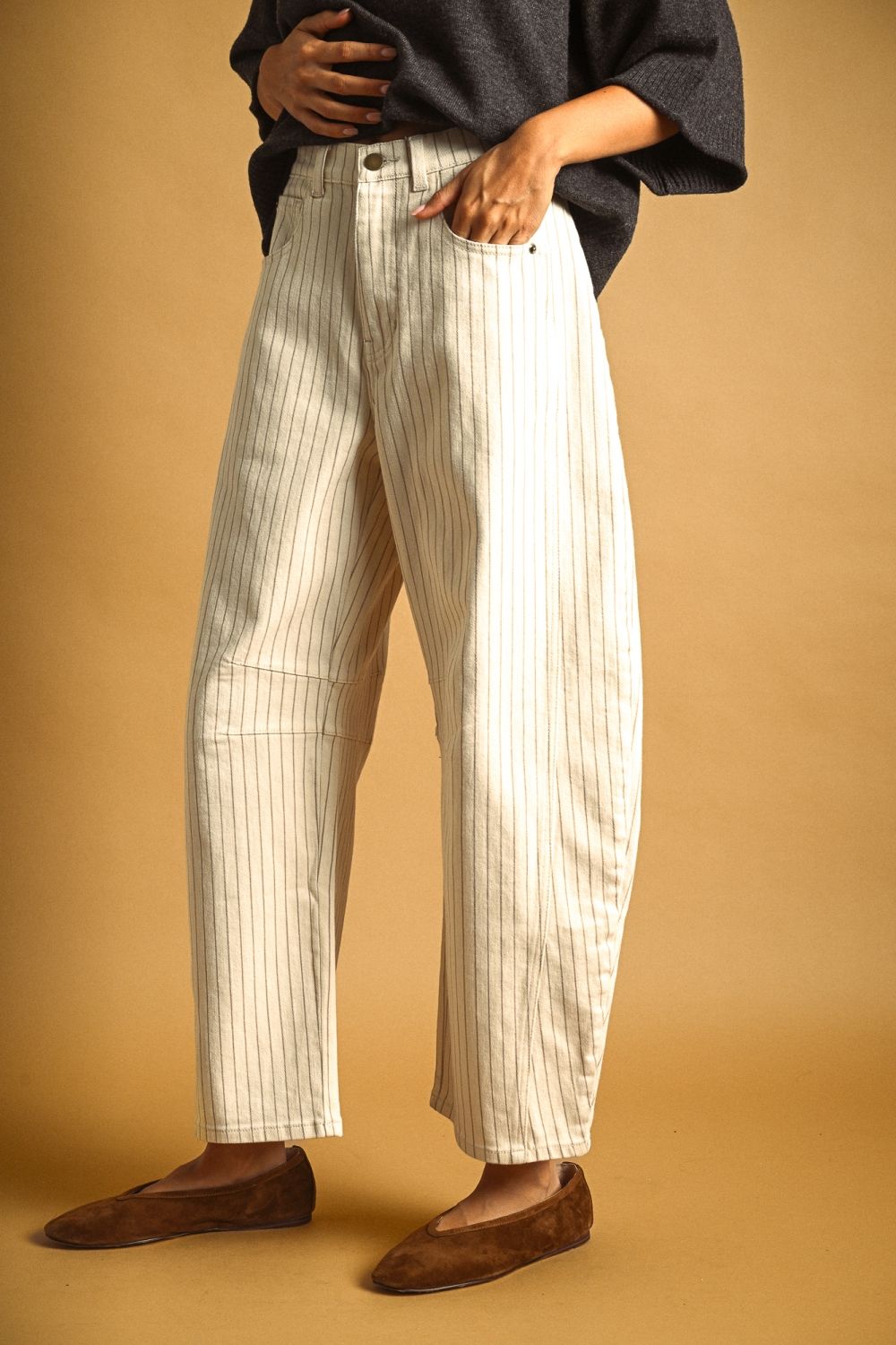 Pin Stripe Barrel Jeans