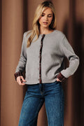 Plaid Trim Cardigan