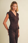 Pleated Suede Top