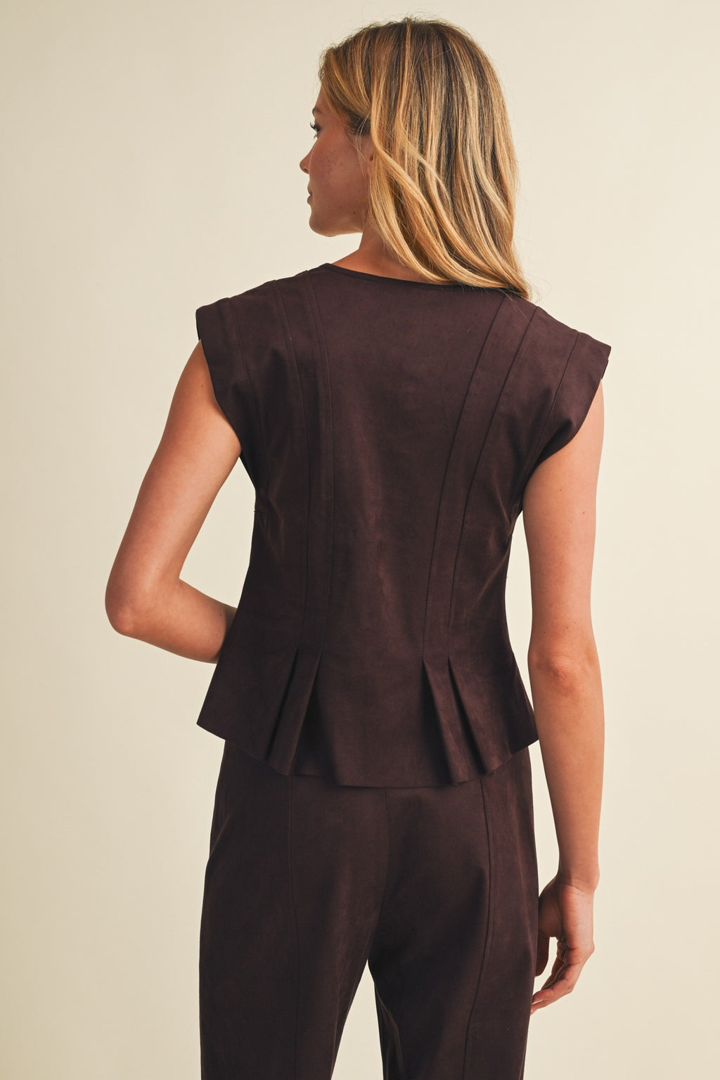 Pleated Suede Top