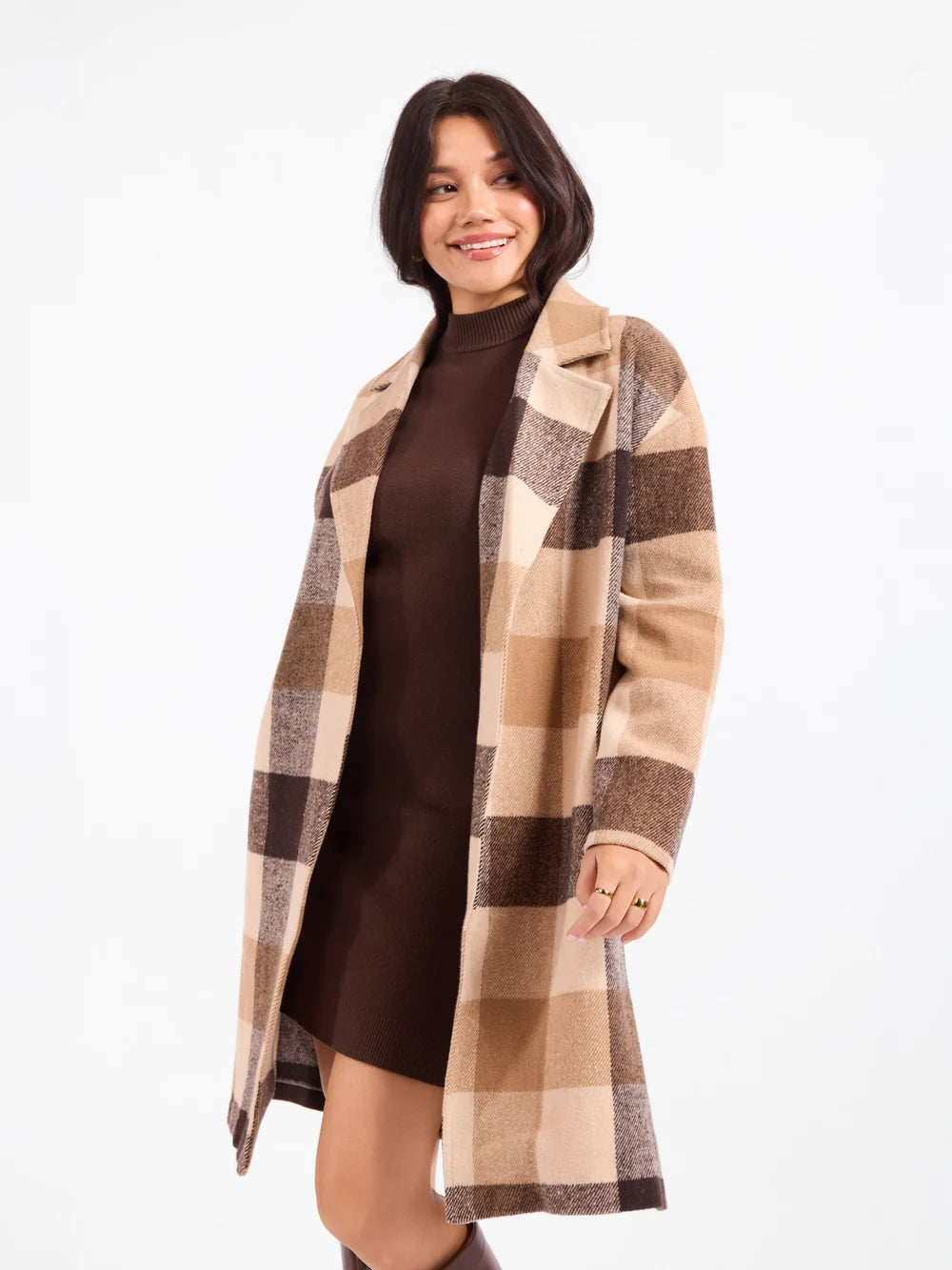 Plaid Open Coat