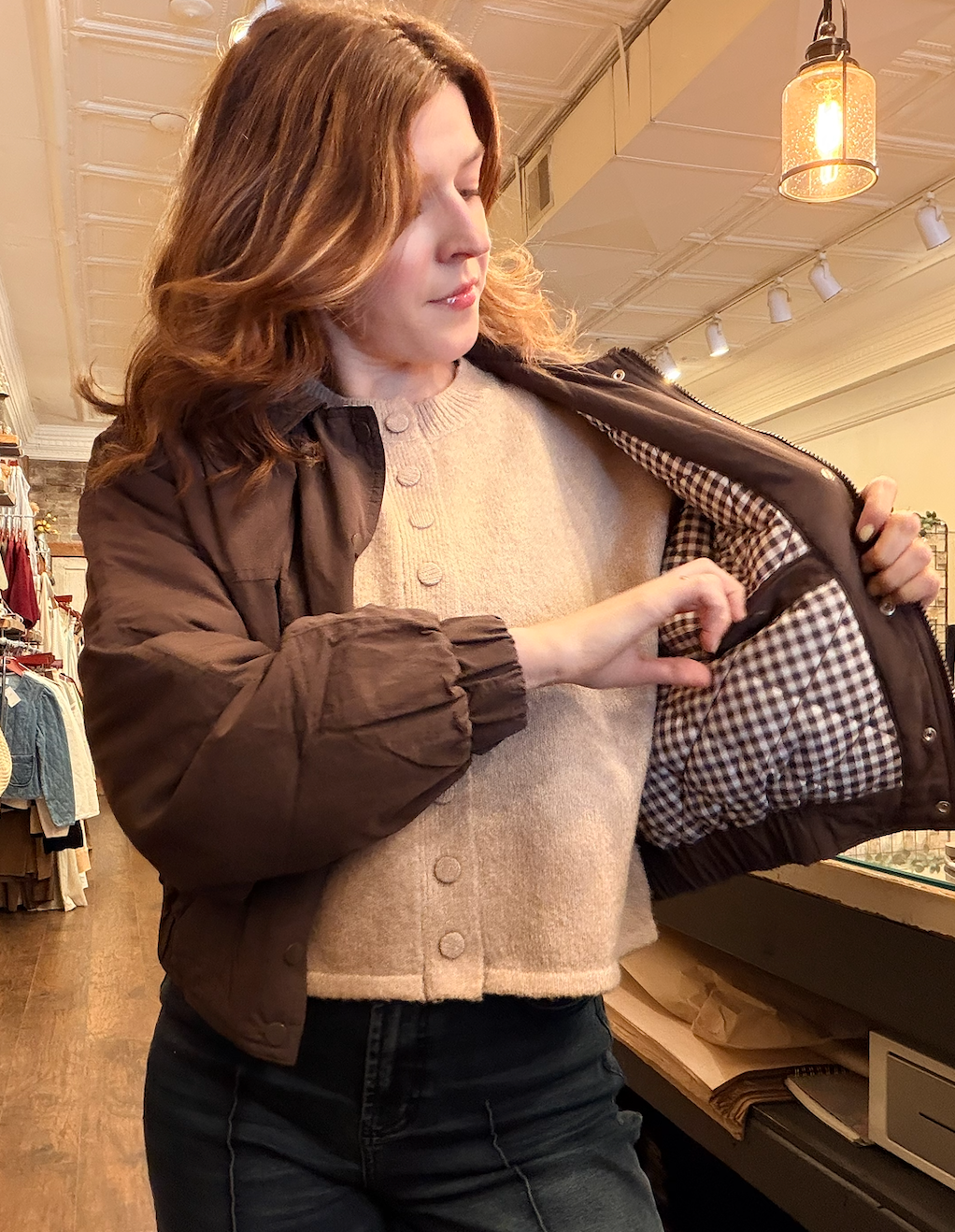 Gingham Bomber Jacket