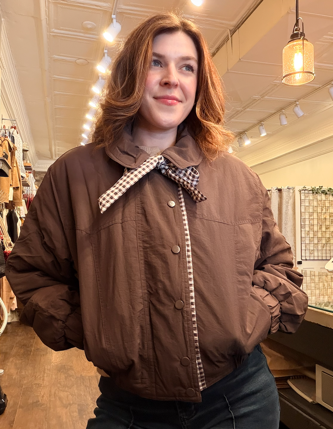 Gingham Bomber Jacket