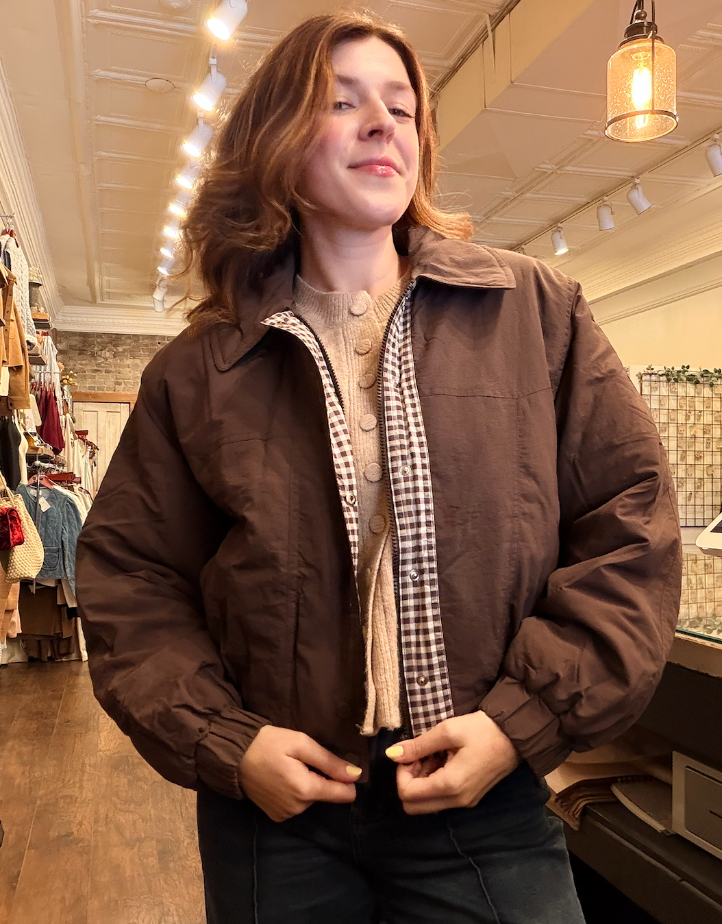 Gingham Bomber Jacket