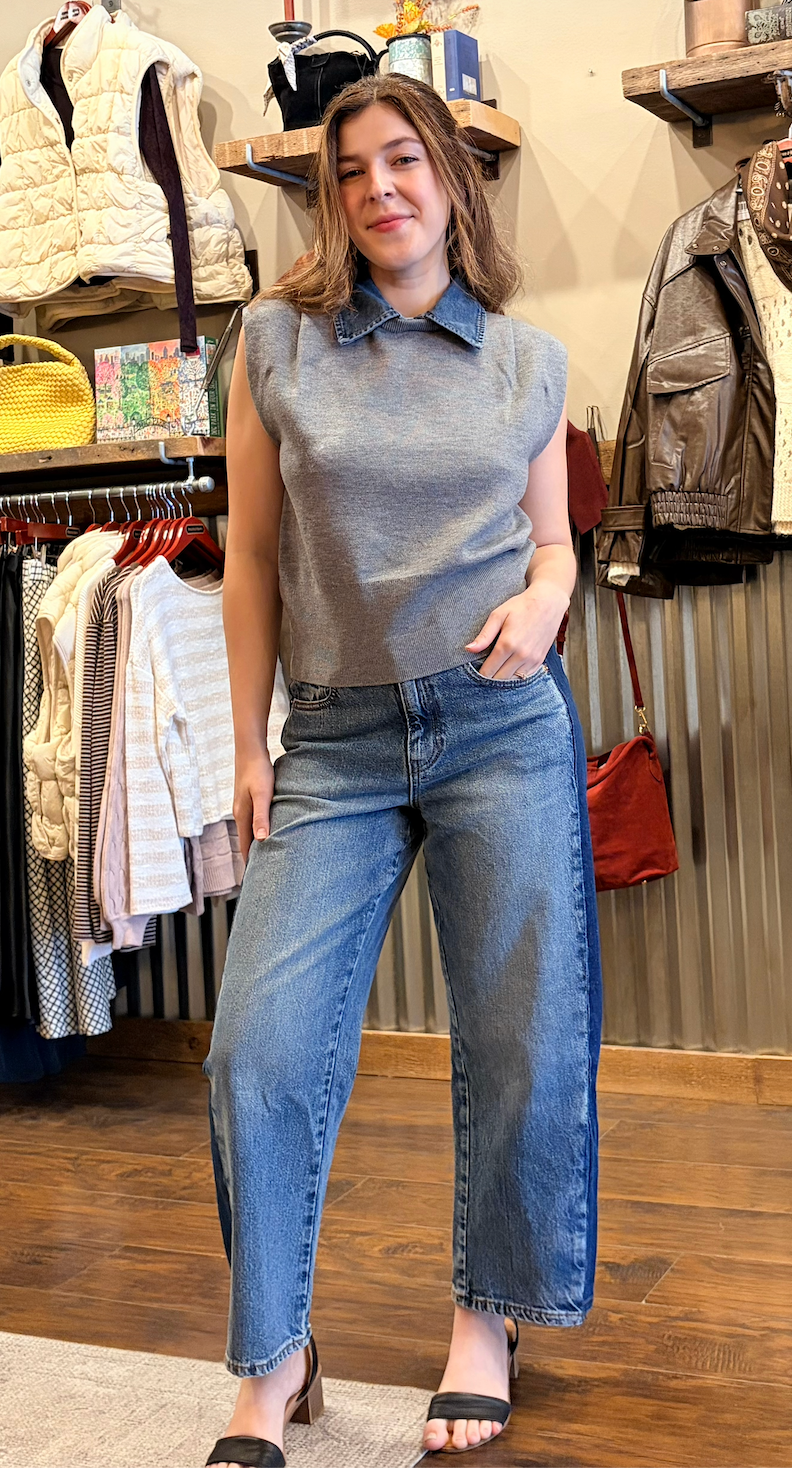 Denim Collar Vest