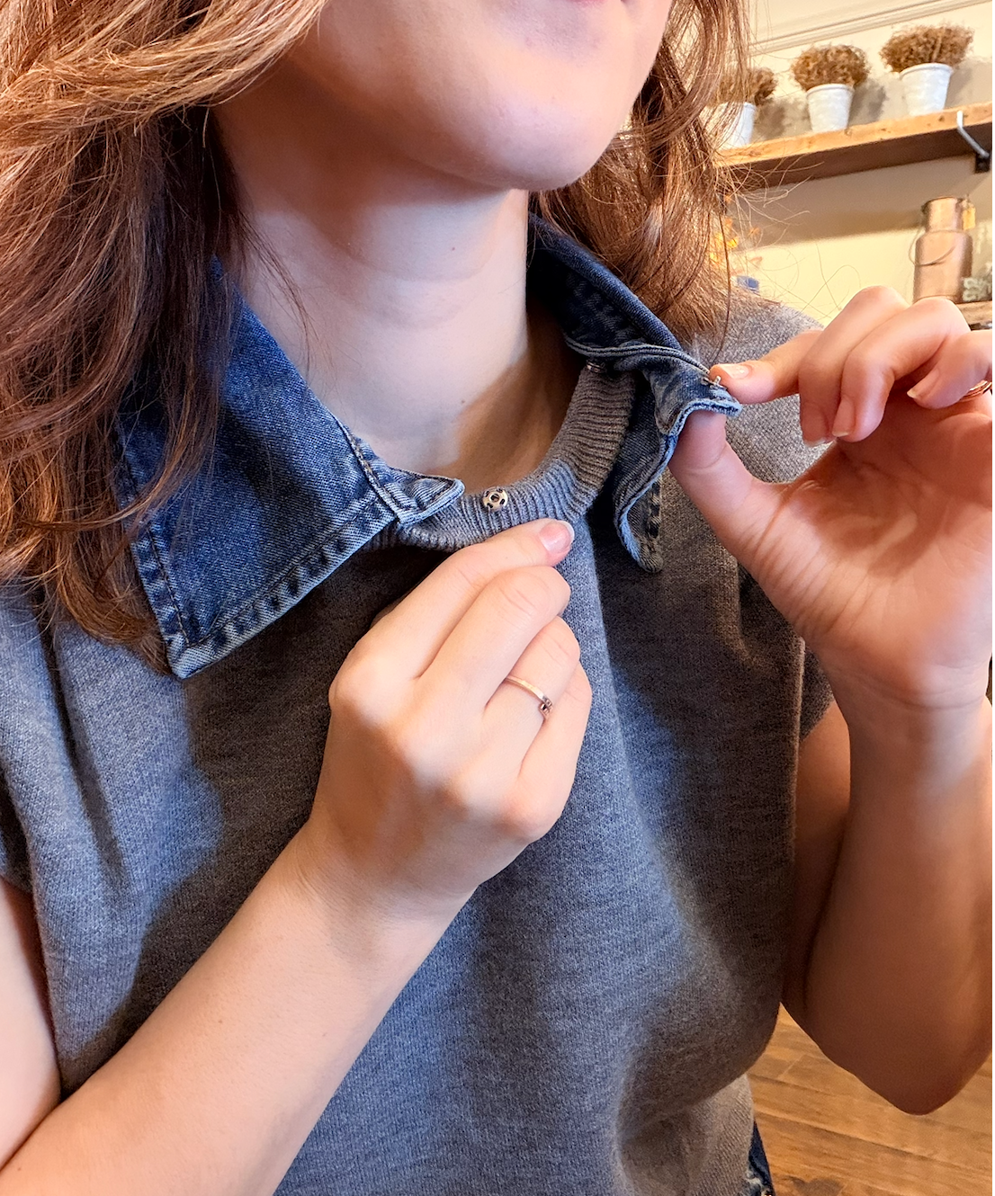 Denim Collar Vest