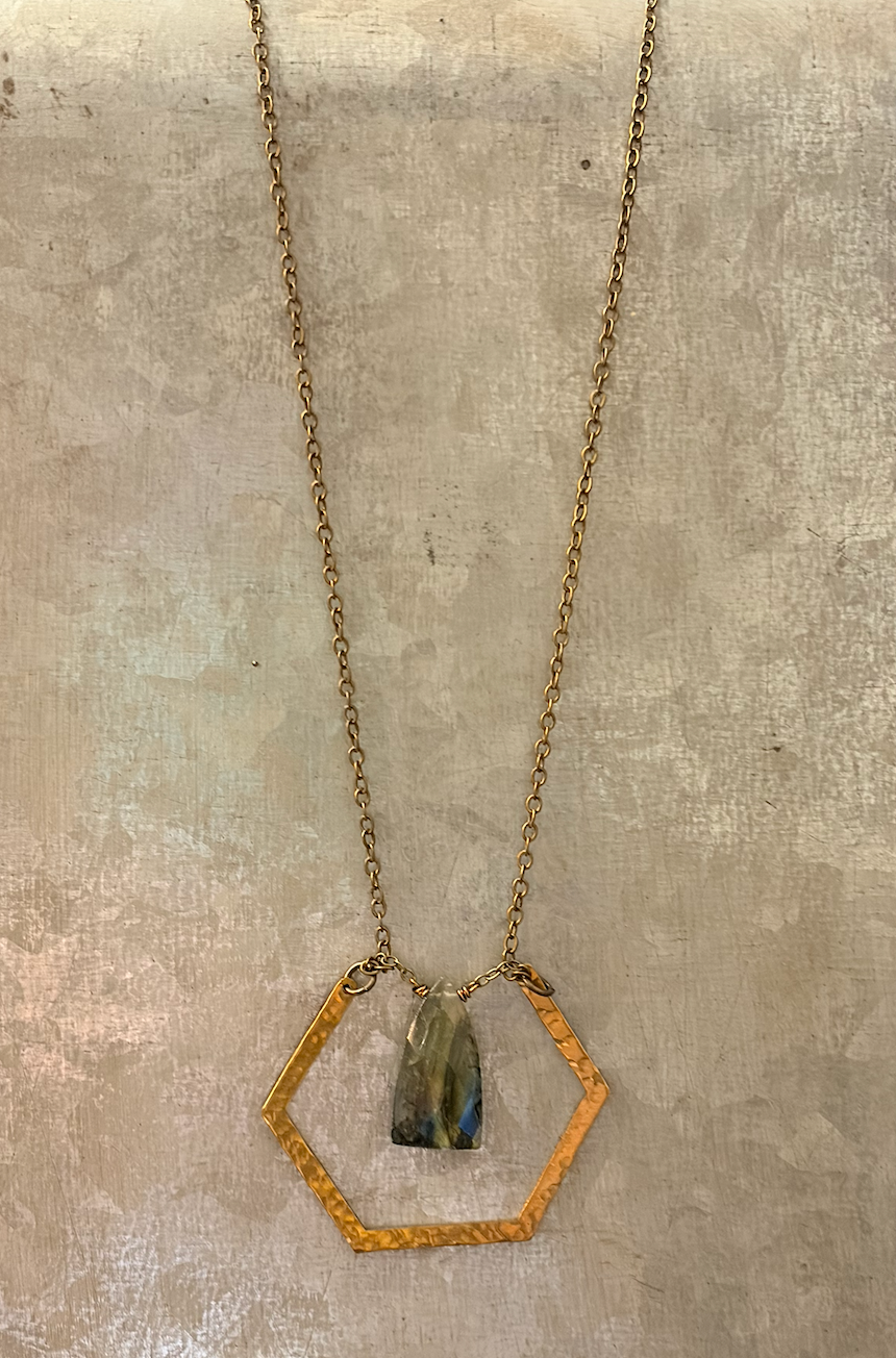 Labradorite Hexagon Necklace