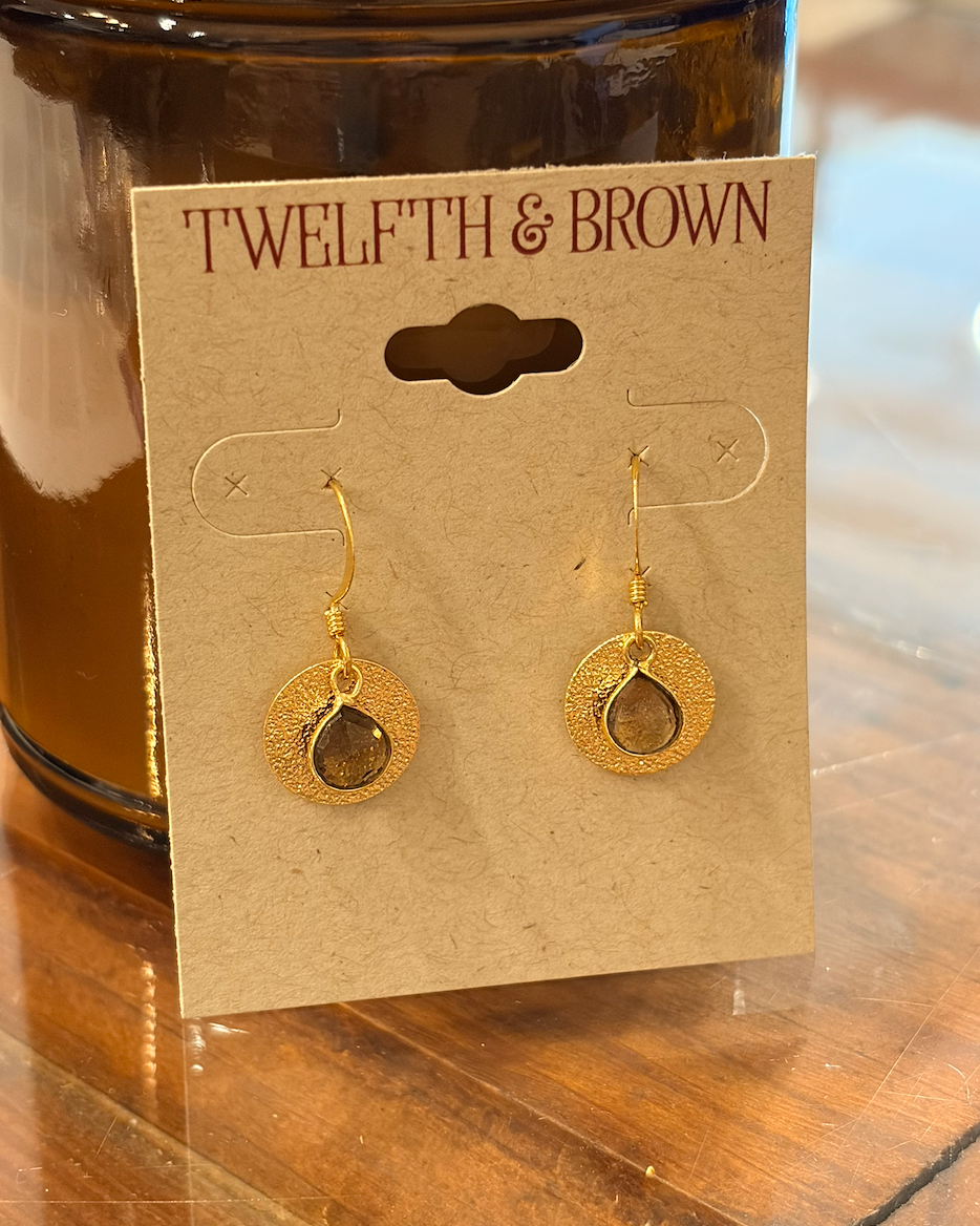 Smoky Quartz Disc Earrings