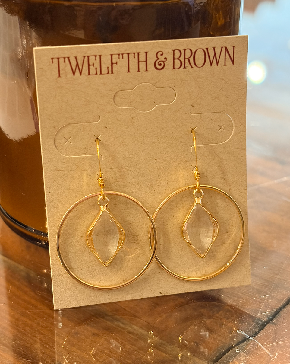 Quartz Circle Earrings