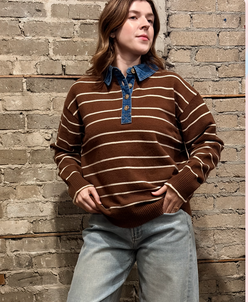 Denim Collar Stripe