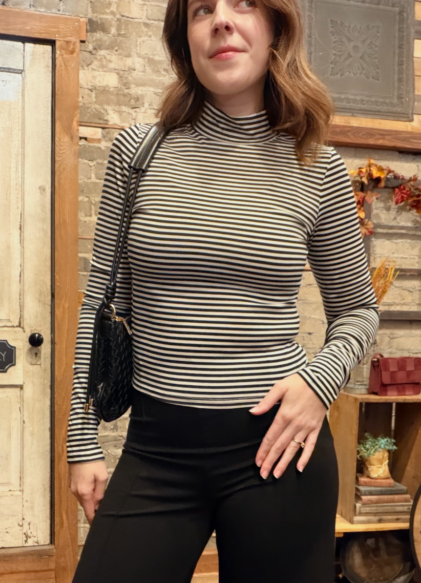 White Black Turtleneck